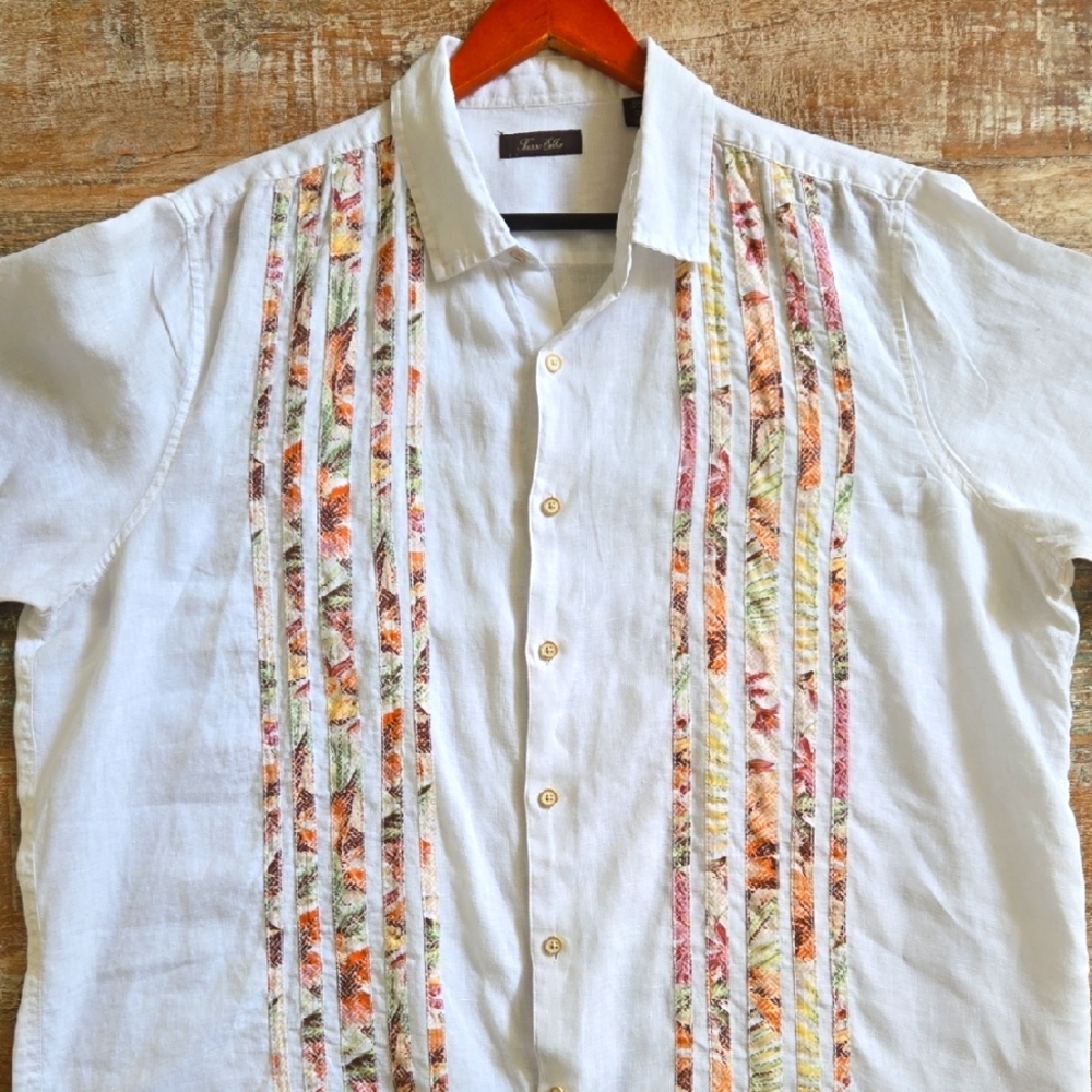 TASSO ELBA 100% Cream Linen Button-down XXL Mens EUC. (MSTR C)